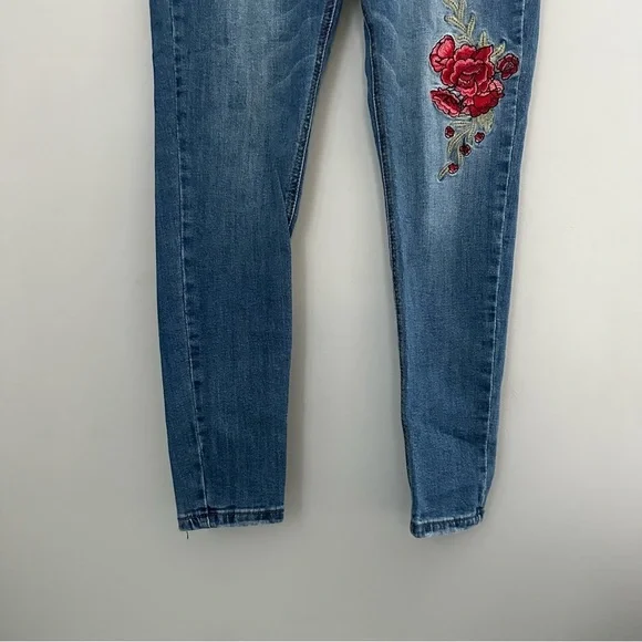 Floral Embroidered Skinny Jeans Y2K - Picture 2 of 7